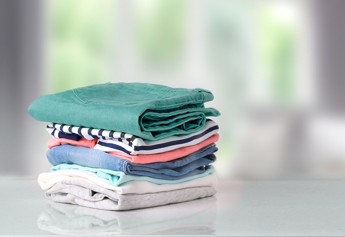 Stack of neatly folded, clean laundry