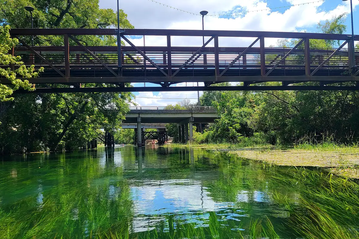 Bridge over a green creek in San Marcos, California