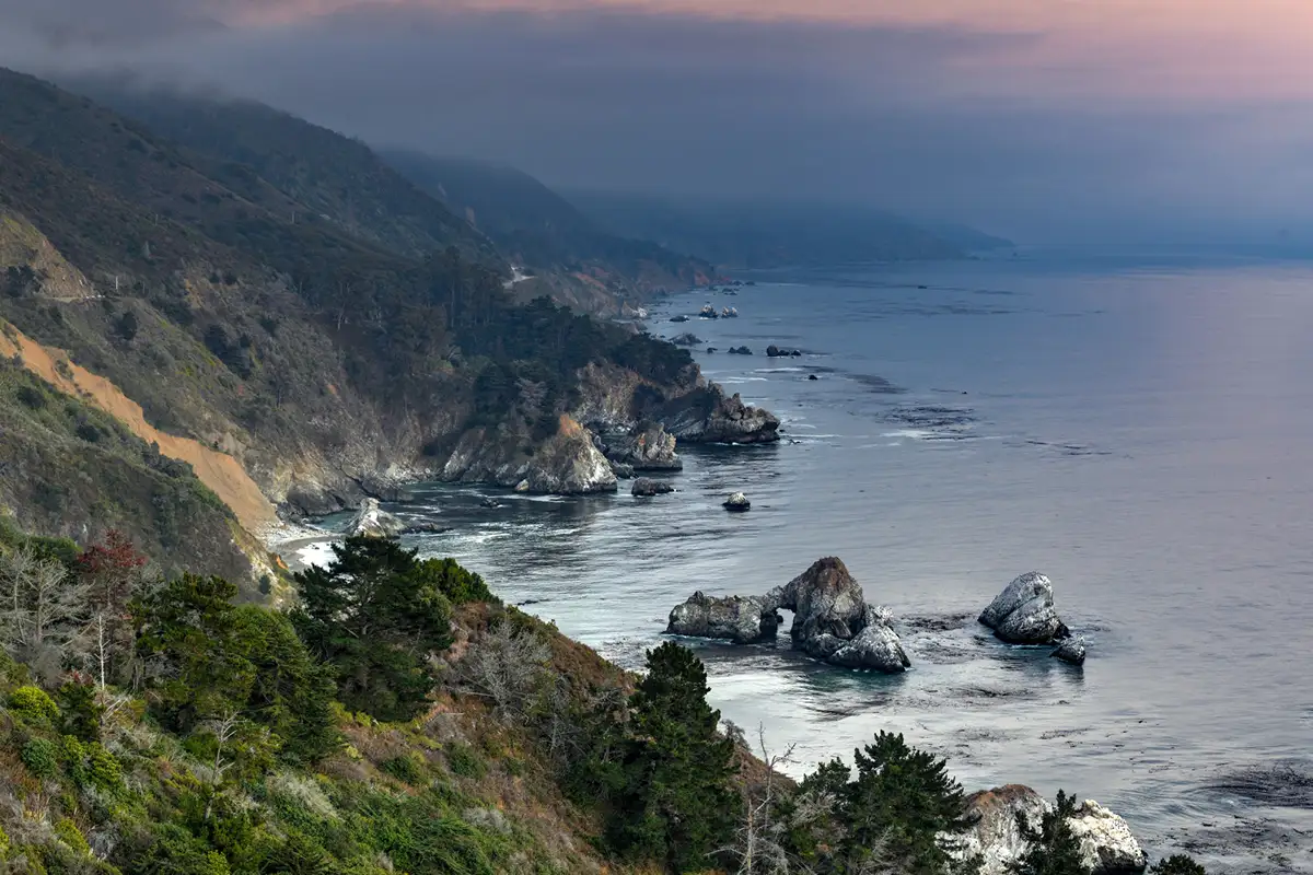 Scenic California coastline with rocky shoreline and ocean
